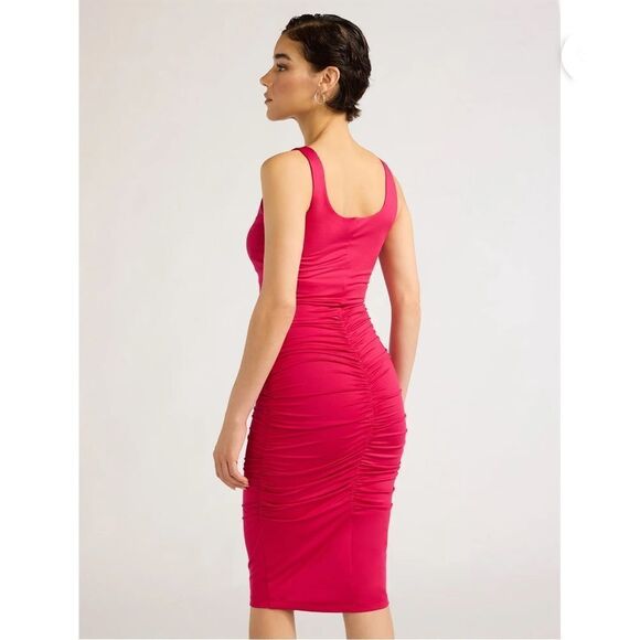 Sofia Womens Body Sculpting Ruched Tank Dress, Below Knee Length Size XXL - Picture 5 of 6